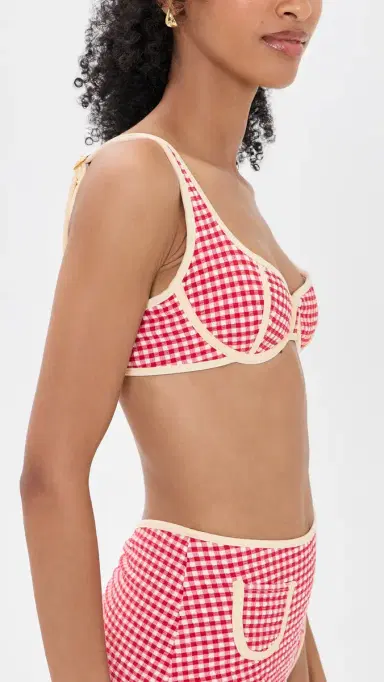 Montce Micro Gingham Romy Binded Bikini Top Red Micro Gingham | Thumbnail 4 Montce Micro Gingham Romy Binded Bikini Top Red Micro Gingham | Thumbnail 4