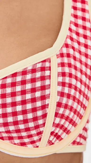 Montce Micro Gingham Romy Binded Bikini Top Red Micro Gingham | Thumbnail 6 Montce Micro Gingham Romy Binded Bikini Top Red Micro Gingham | Thumbnail 6