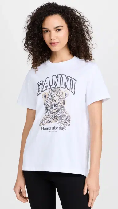 Ganni Basic Jersey Leopard Relaxed T-Shirt Leopard | Thumbnail 2 Ganni Basic Jersey Leopard Relaxed T-Shirt Leopard | Thumbnail 2