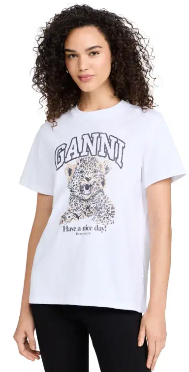 Ganni Basic Jersey Leopard Relaxed T-Shirt Leopard S | Thumbnail 1 Ganni Basic Jersey Leopard Relaxed T-Shirt Leopard S | Thumbnail 1