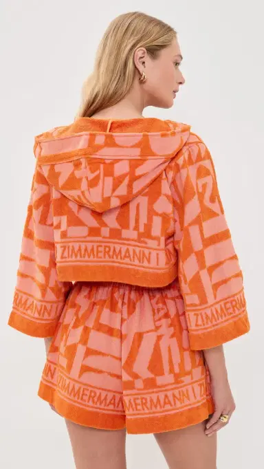 Zimmermann Solstice Towelling Coverup Top Orange Pink | Thumbnail 3 Zimmermann Solstice Towelling Coverup Top Orange Pink | Thumbnail 3