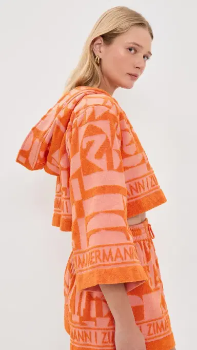 Zimmermann Solstice Towelling Coverup Top Orange Pink | Thumbnail 4 Zimmermann Solstice Towelling Coverup Top Orange Pink | Thumbnail 4