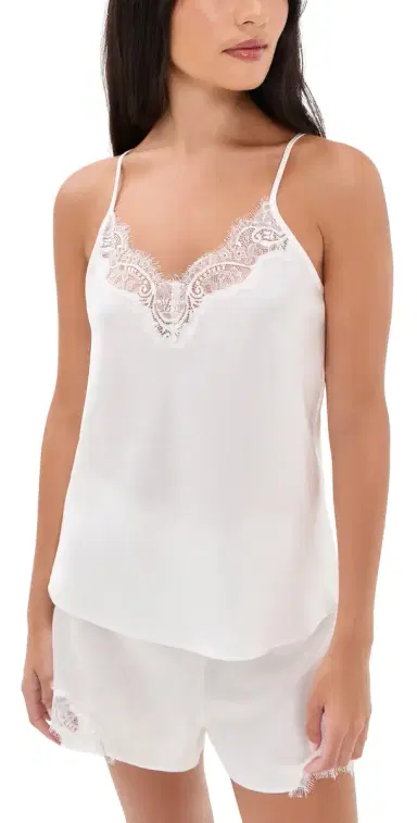 Petite Plume Mulberry ilk White Lace Cami Short et White | Thumbnail 1 Petite Plume Mulberry ilk White Lace Cami Short et White | Thumbnail 1