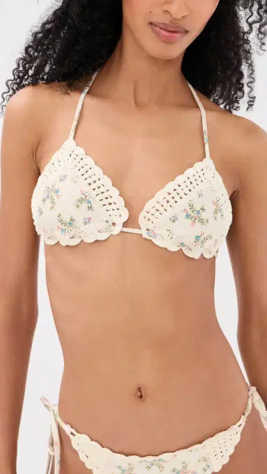 Agua Bendita Bea Handmade Crochet Triangle Bikini Top Multicolor S | Thumbnail 2 Agua Bendita Bea Handmade Crochet Triangle Bikini Top Multicolor S | Thumbnail 2