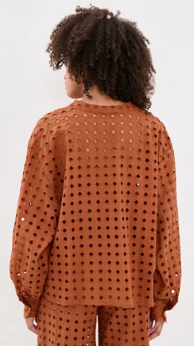 Dress To Brown Castanha Cuffed Eyelet Shirt Brown Castanha | Thumbnail 3 Dress To Brown Castanha Cuffed Eyelet Shirt Brown Castanha | Thumbnail 3