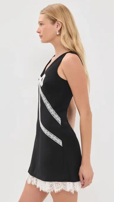 Self-Portrait Bow Lace Mini Dress Black 6 | Thumbnail 4 Self-Portrait Bow Lace Mini Dress Black 6 | Thumbnail 4