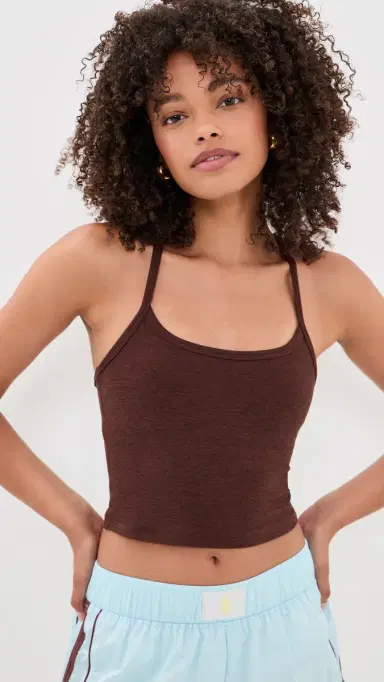 Beyond Yoga Spacedye Slim Racerback Cropped Tank Iced Mocha Heather | Thumbnail 2 Beyond Yoga Spacedye Slim Racerback Cropped Tank Iced Mocha Heather | Thumbnail 2