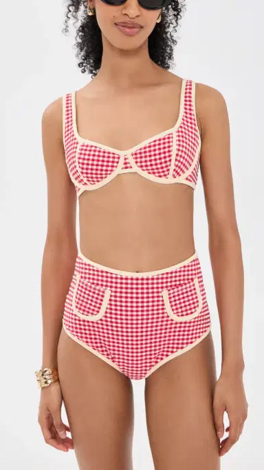 Montce icro Polly Bikini Bottoms Red icro Gingham | Thumbnail 4 Montce icro Polly Bikini Bottoms Red icro Gingham | Thumbnail 4