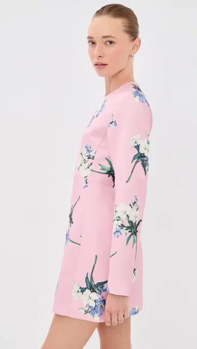 Leo Lin Aliza Long Sleeve Mini Dress Bouquet Print in Pastel Pink | Thumbnail 4 Leo Lin Aliza Long Sleeve Mini Dress Bouquet Print in Pastel Pink | Thumbnail 4