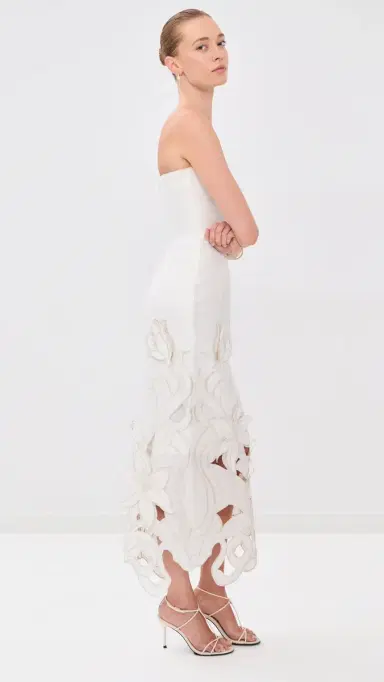 LEO LIN Rayna Applique Bustier Maxi Dress Snow | Thumbnail 4 LEO LIN Rayna Applique Bustier Maxi Dress Snow | Thumbnail 4
