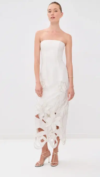 LEO LIN Rayna Applique Bustier Maxi Dress Snow | Thumbnail 5 LEO LIN Rayna Applique Bustier Maxi Dress Snow | Thumbnail 5