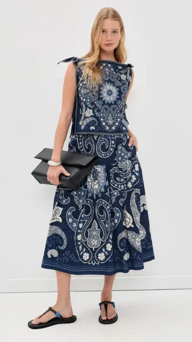 Sea Emelina Print Midi Skirt Navy | Thumbnail 5 Sea Emelina Print Midi Skirt Navy | Thumbnail 5