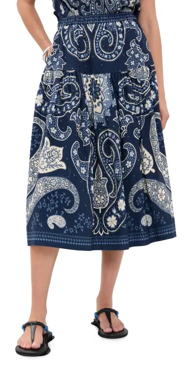 Sea Emelina Print Midi Skirt Navy | Thumbnail 1 Sea Emelina Print Midi Skirt Navy | Thumbnail 1