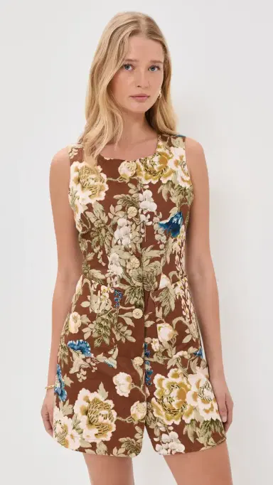 Cara Cara Rhapsody Linen Dress Flora Meadow Brown | Thumbnail 2 Cara Cara Rhapsody Linen Dress Flora Meadow Brown | Thumbnail 2