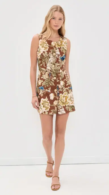 Cara Cara Rhapsody Linen Dress Flora Meadow Brown | Thumbnail 5 Cara Cara Rhapsody Linen Dress Flora Meadow Brown | Thumbnail 5