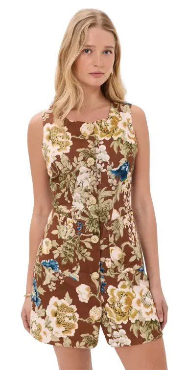 Cara Cara Rhapsody Linen Dress Flora Meadow Brown | Thumbnail 1 Cara Cara Rhapsody Linen Dress Flora Meadow Brown | Thumbnail 1