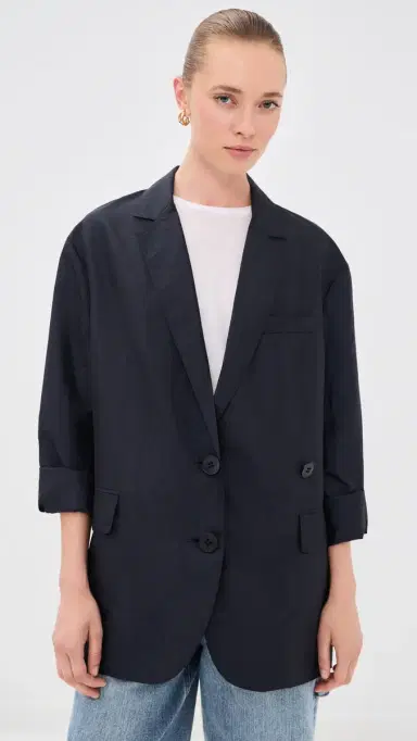 Tibi Crispy Nylon Liam Blazer NAVY | Thumbnail 2 Tibi Crispy Nylon Liam Blazer NAVY | Thumbnail 2