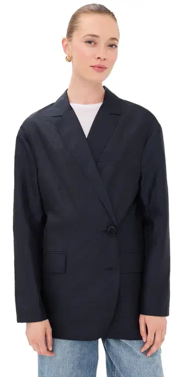 Tibi Crispy Nylon Liam Blazer NAVY | Thumbnail 1 Tibi Crispy Nylon Liam Blazer NAVY | Thumbnail 1