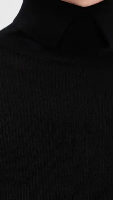 Tibi Featherweight Ribbed plit Neck Turtleneck Sweater Black | Thumbnail 6 Tibi Featherweight Ribbed plit Neck Turtleneck Sweater Black | Thumbnail 6