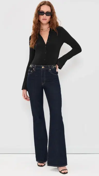 Alice + Olivia Freya Fitted Button Down Thong Bodysuit Black M | Thumbnail 5 Alice + Olivia Freya Fitted Button Down Thong Bodysuit Black M | Thumbnail 5