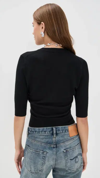 R13 Elbow Sleeve plit Hem Cardigan Black | Thumbnail 3 R13 Elbow Sleeve plit Hem Cardigan Black | Thumbnail 3