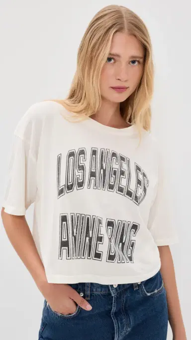 Anine Bing Johnny Cropped Tee Cream L | Thumbnail 2 Anine Bing Johnny Cropped Tee Cream L | Thumbnail 2
