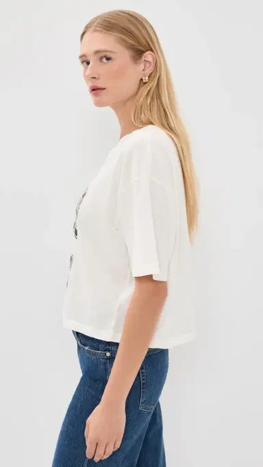 Anine Bing Johnny Cropped Tee Cream L | Thumbnail 4 Anine Bing Johnny Cropped Tee Cream L | Thumbnail 4