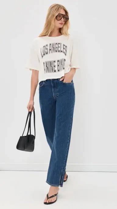 Anine Bing Johnny Cropped Tee Cream L | Thumbnail 5 Anine Bing Johnny Cropped Tee Cream L | Thumbnail 5