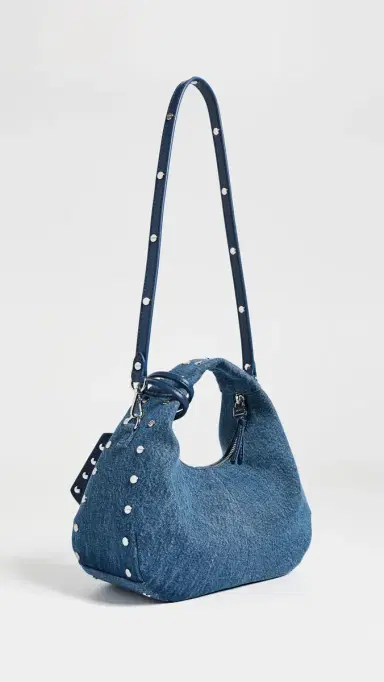 Ganni Hobo Studs Mini Bag Mid Blue Vintage One Size | Thumbnail 4 Ganni Hobo Studs Mini Bag Mid Blue Vintage One Size | Thumbnail 4