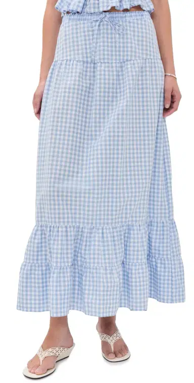 Peixoto Riley Maxi Skirt Cloud Blue Gingham | Thumbnail 1 Peixoto Riley Maxi Skirt Cloud Blue Gingham | Thumbnail 1