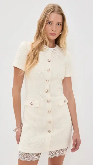 Self Portrait Lace Trim Mini Dress Cream | Thumbnail 2 Self Portrait Lace Trim Mini Dress Cream | Thumbnail 2