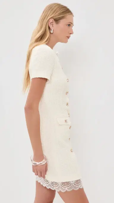 Self Portrait Lace Trim Mini Dress Cream | Thumbnail 4 Self Portrait Lace Trim Mini Dress Cream | Thumbnail 4