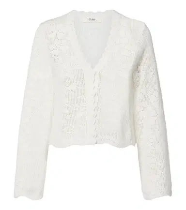 Chloé Chloé Pointelle scalloped cotton cardigan | Thumbnail 1 Chloé Chloé Pointelle scalloped cotton cardigan | Thumbnail 1