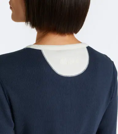 Chloé Chloé Ribbed-knit cotton jersey Henley shirt | Thumbnail 2 Chloé Chloé Ribbed-knit cotton jersey Henley shirt | Thumbnail 2