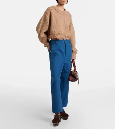 Chloé Chloé Lace-trimmed wool and cashmere sweater | Thumbnail 2 Chloé Chloé Lace-trimmed wool and cashmere sweater | Thumbnail 2