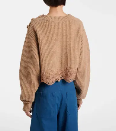 Chloé Chloé Lace-trimmed wool and cashmere sweater | Thumbnail 5 Chloé Chloé Lace-trimmed wool and cashmere sweater | Thumbnail 5