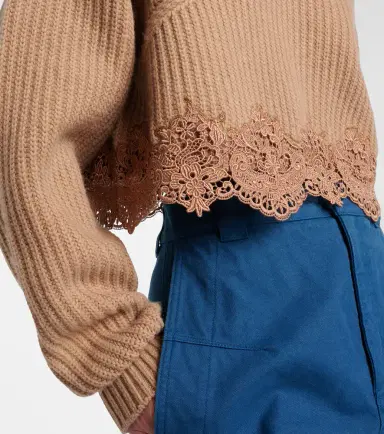 Chloé Chloé Lace-trimmed wool and cashmere sweater | Thumbnail 6 Chloé Chloé Lace-trimmed wool and cashmere sweater | Thumbnail 6