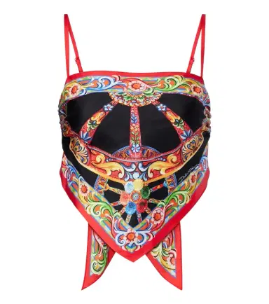 Dolce & Gabbana Carretto silk twill crop top | Thumbnail 1 Dolce & Gabbana Carretto silk twill crop top | Thumbnail 1