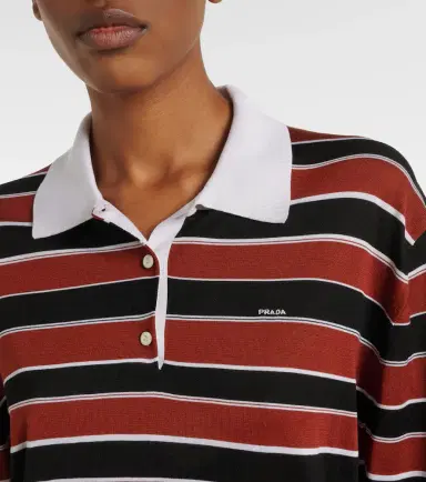 Prada Striped silk polo shirt | Thumbnail 3 Prada Striped silk polo shirt | Thumbnail 3