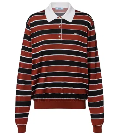 Prada Striped silk polo shirt | Thumbnail 1 Prada Striped silk polo shirt | Thumbnail 1