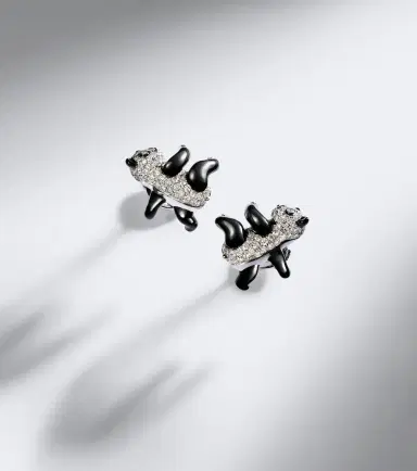 Yvonne Léon Yvonne Léon Panda 9kt white gold earrings with diamonds | Thumbnail 5 Yvonne Léon Yvonne Léon Panda 9kt white gold earrings with diamonds | Thumbnail 5