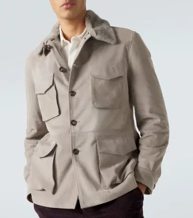 ELEVENTY Shearling-trimmed suede field jacket | Thumbnail 5 ELEVENTY Shearling-trimmed suede field jacket | Thumbnail 5
