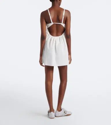 Miu Miu Embroidered cotton and linen-blend minidress | Thumbnail 4 Miu Miu Embroidered cotton and linen-blend minidress | Thumbnail 4