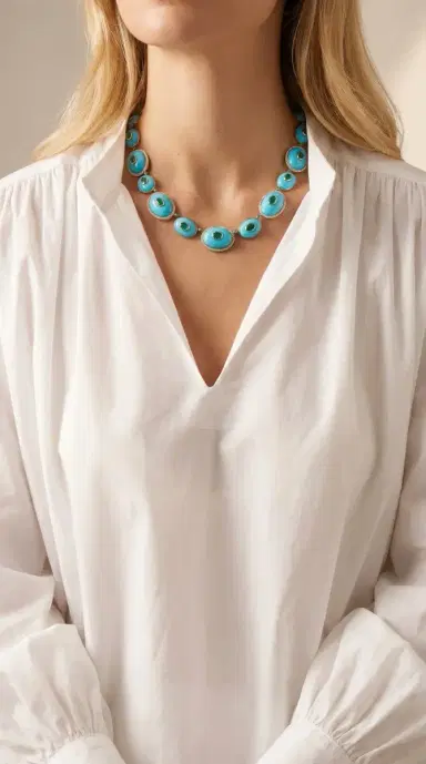 Wish Fine Jewelry 151.789ct Turquoise Emerald Diamond 18K Gold Statement Necklace | Thumbnail 2 Wish Fine Jewelry 151.789ct Turquoise Emerald Diamond 18K Gold Statement Necklace | Thumbnail 2