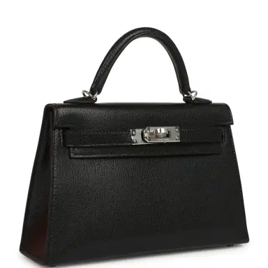 HERMÈS Hermes "Clou De Coeur" Kelly Sellier 20 Black Chevre Chamkila Palladium Hardware | Thumbnail 2 HERMÈS Hermes "Clou De Coeur" Kelly Sellier 20 Black Chevre Chamkila Palladium Hardware | Thumbnail 2