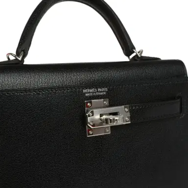HERMÈS Hermes "Clou De Coeur" Kelly Sellier 20 Black Chevre Chamkila Palladium Hardware | Thumbnail 8 HERMÈS Hermes "Clou De Coeur" Kelly Sellier 20 Black Chevre Chamkila Palladium Hardware | Thumbnail 8