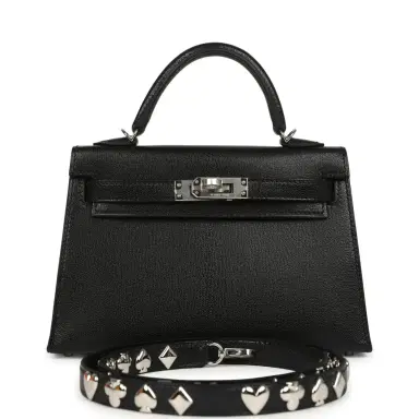 HERMÈS Hermes "Clou De Coeur" Kelly Sellier 20 Black Chevre Chamkila Palladium Hardware | Thumbnail 1 HERMÈS Hermes "Clou De Coeur" Kelly Sellier 20 Black Chevre Chamkila Palladium Hardware | Thumbnail 1