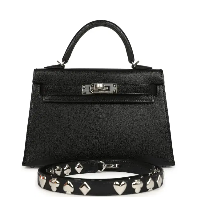 Hermes "Clou De Coeur" Kelly Sellier 20 Black Chevre Chamkila Palladium Hardware Hermes "Clou De Coeur" Kelly Sellier 20 Black Chevre Chamkila Palladium Hardware
