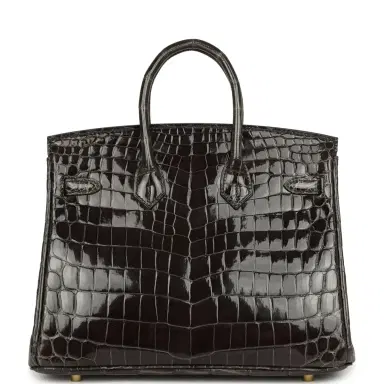 HERMÈS Hermes Birkin 25 Graphite Shiny Niloticus Crocodile Gold Hardware | Thumbnail 4 HERMÈS Hermes Birkin 25 Graphite Shiny Niloticus Crocodile Gold Hardware | Thumbnail 4