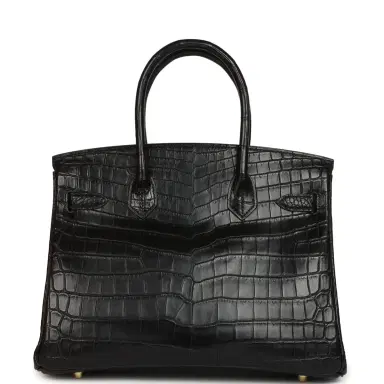 HERMÈS Hermes Birkin 30 Black Matte Niloticus Crocodile Gold Hardware | Thumbnail 4 HERMÈS Hermes Birkin 30 Black Matte Niloticus Crocodile Gold Hardware | Thumbnail 4